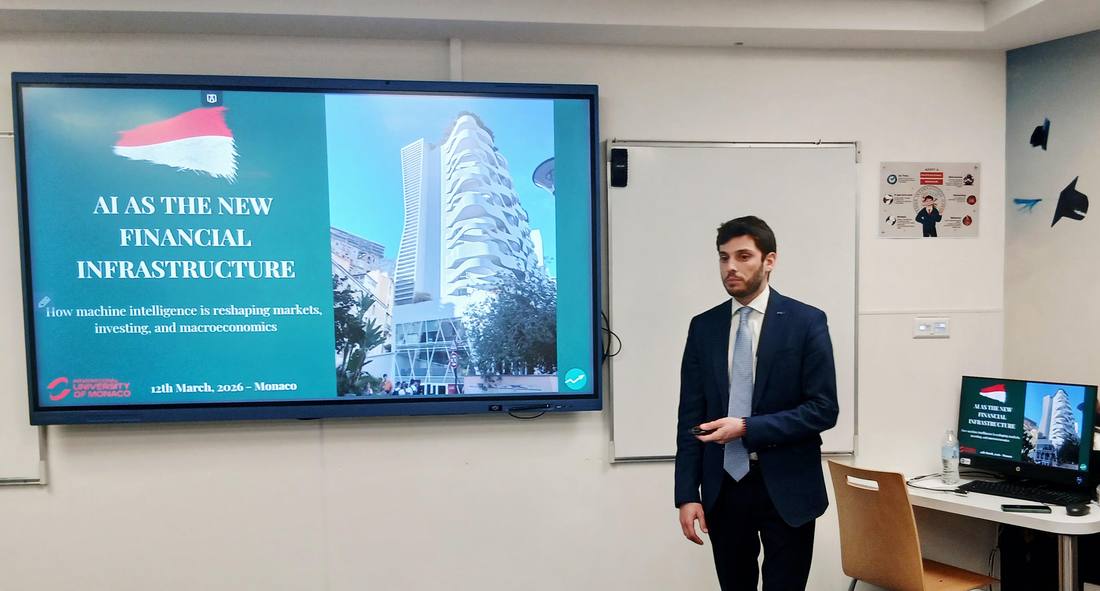 Alessandro presenting at the International University of Monaco